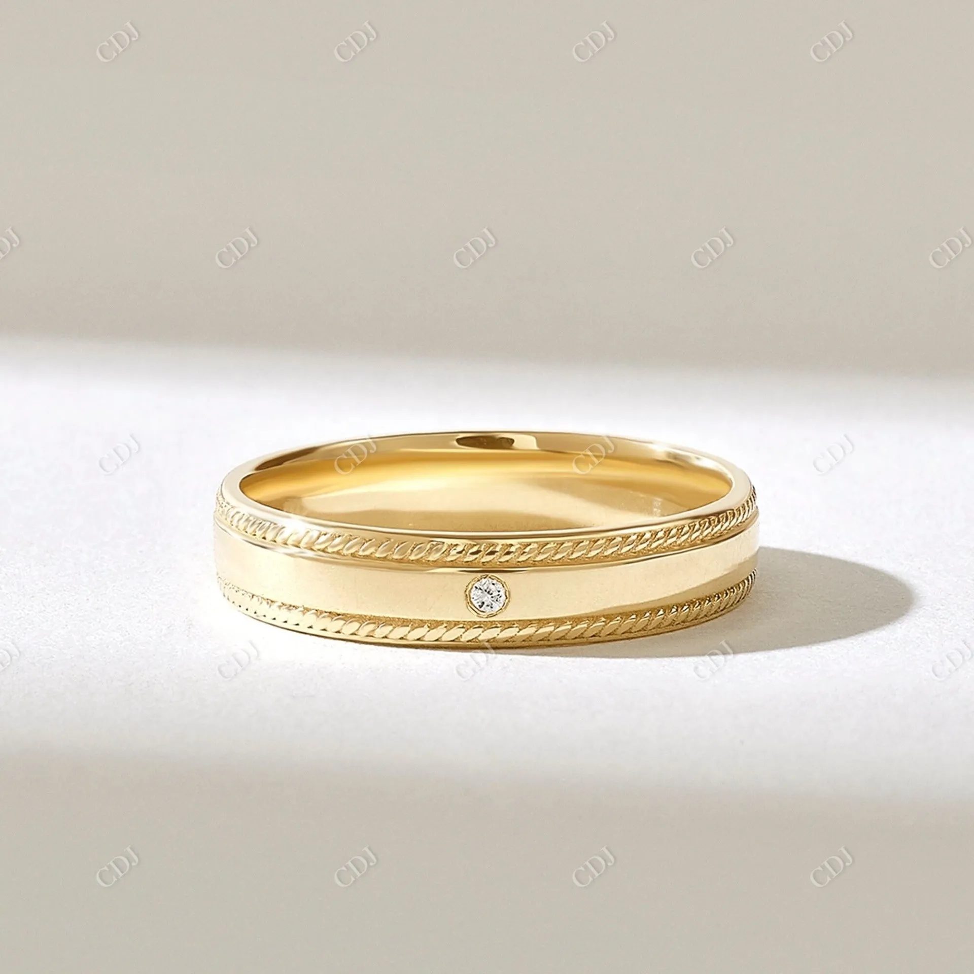 0.01CTW Solo Diamond Milgrain Wedding Band