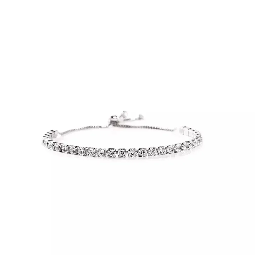 14K White Gold Tennis Bracelets with Crystals from Swarovski Adjustable