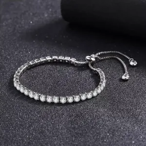 14K White Gold Tennis Bracelets with Crystals from Swarovski Adjustable