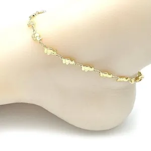 18k Gold Filled High Polish Finsh Elephant Link Anklet Bracelet