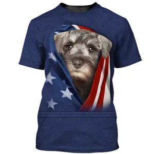 3D Dog T Shirts, Patriot Schnauzer All Over Print T-Shirt, Gift For Pet Loves