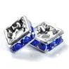 4mm Silver Plate Squaredell - Sapphire (Sold by the piece)