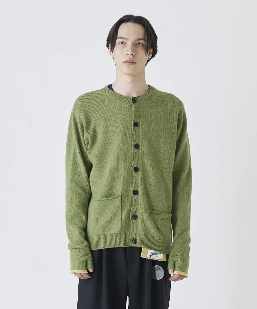 【60%OFF】Round neck knit cardigan - ELM GREEN