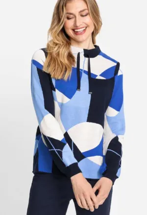 Abstract High Neck Long Sleeve Knit