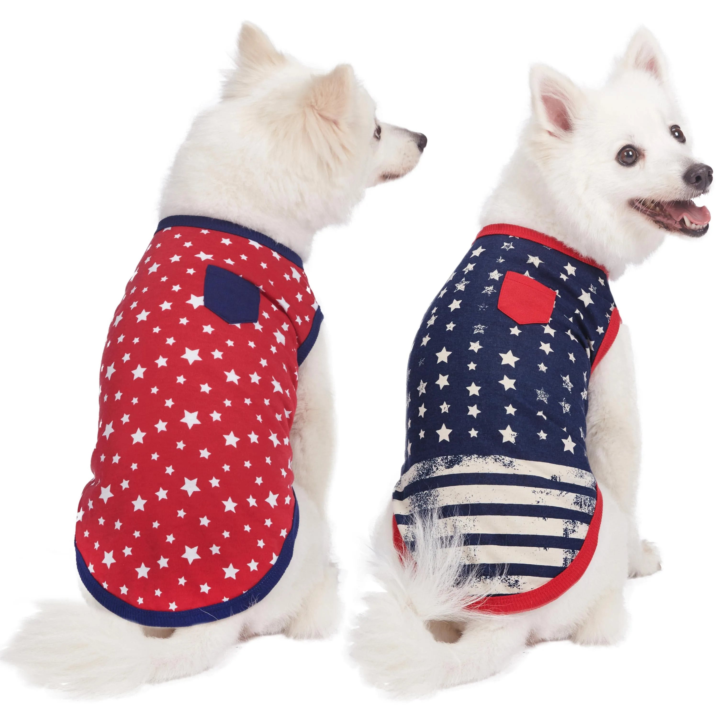 American Flag Theme Dog T-Shirts, 2 Pack