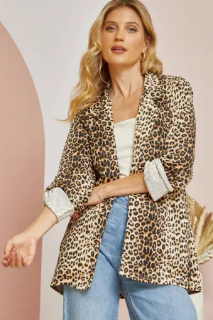 Andrée by Unit - Leopard Print Knit Blazer T11990