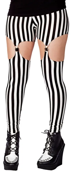 BALLYHOO STRIPED SUSPENDER LEGGINGS