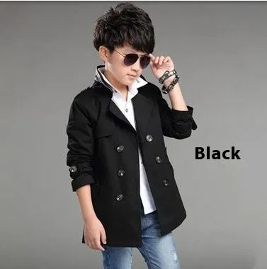 Boys’ Mid-Length Trendy Casual Trench Coat – Stylish & Cozy Spring Essential