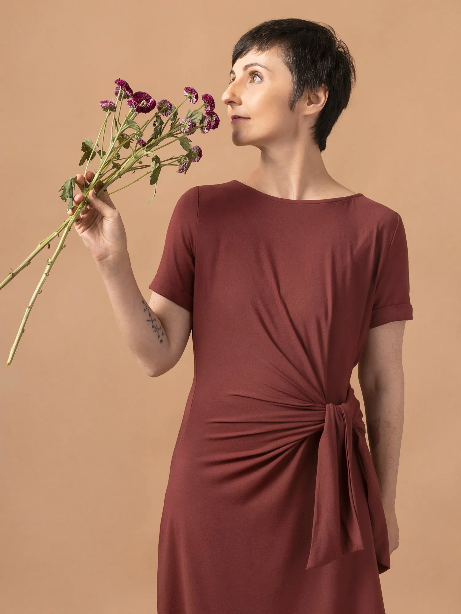 Brise Knit Dress Kit | Bordeaux Drapey Tencel Modal Stretch Jersey Knit