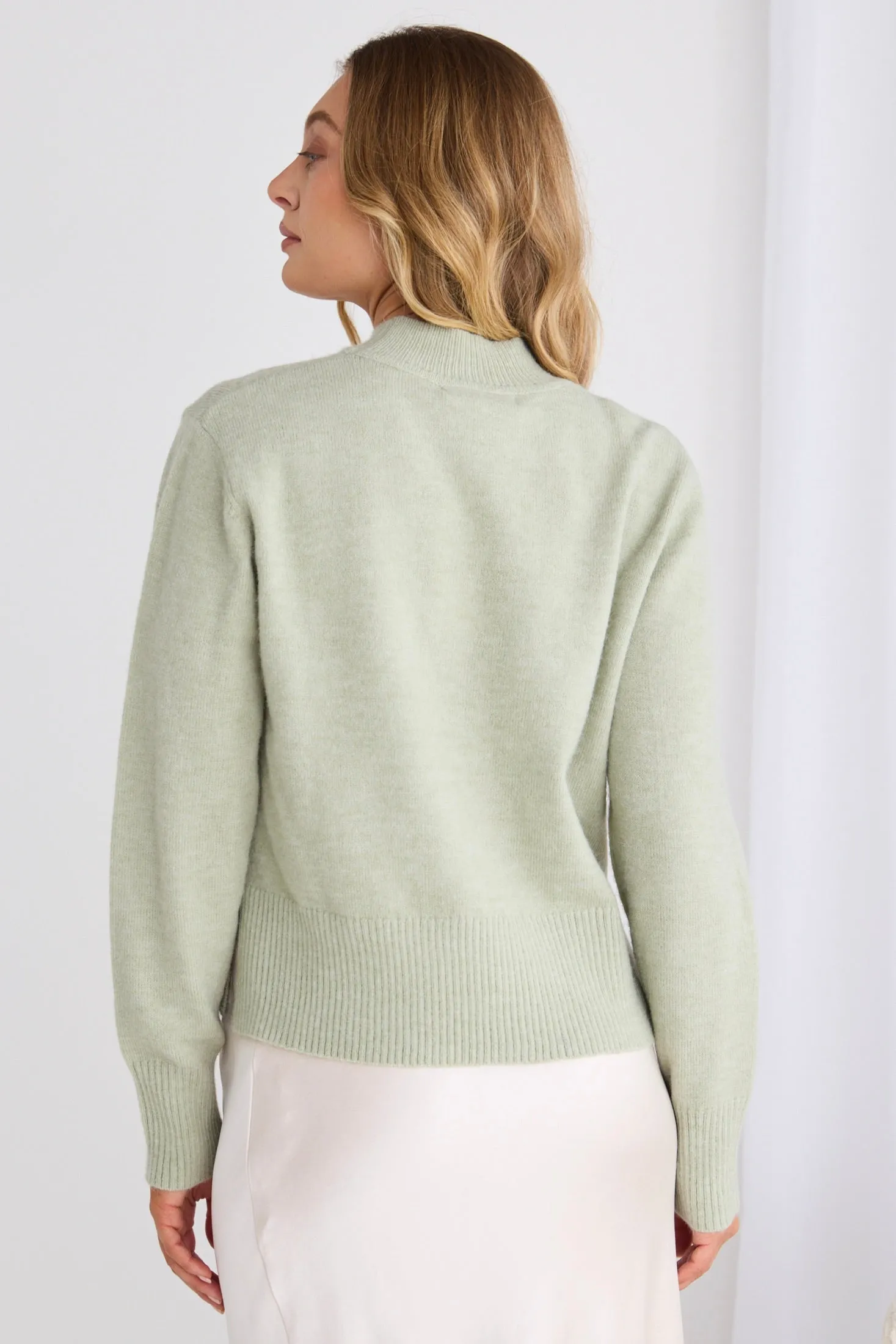 Cloud Sage Funnel Neck Knit Jumper