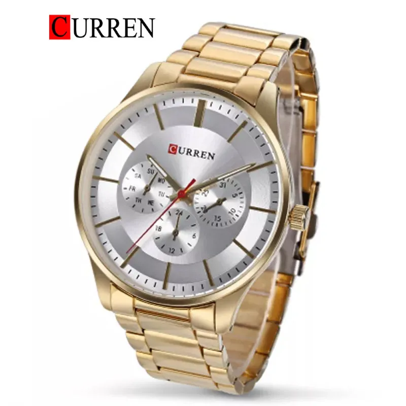 CURREN Original Brand Stainless Steel Band Wrist Watch For Men With Brand (Box & Bag)-8282