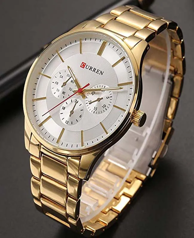 CURREN Original Brand Stainless Steel Band Wrist Watch For Men With Brand (Box & Bag)-8282