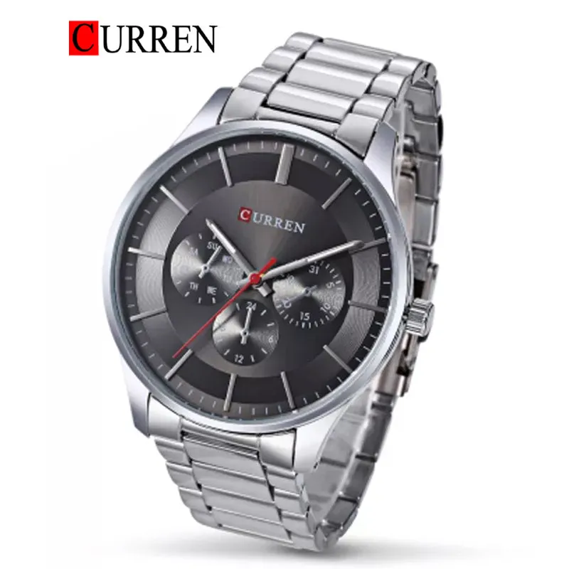 CURREN Original Brand Stainless Steel Band Wrist Watch For Men With Brand (Box & Bag)-8282