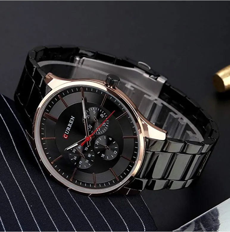 CURREN Original Brand Stainless Steel Band Wrist Watch For Men With Brand (Box & Bag)-8282