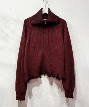 CURRENTAGE - Zip-Up Knit BORDEAUX