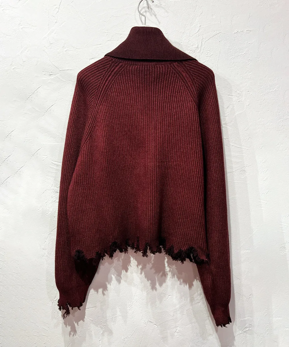 CURRENTAGE - Zip-Up Knit BORDEAUX