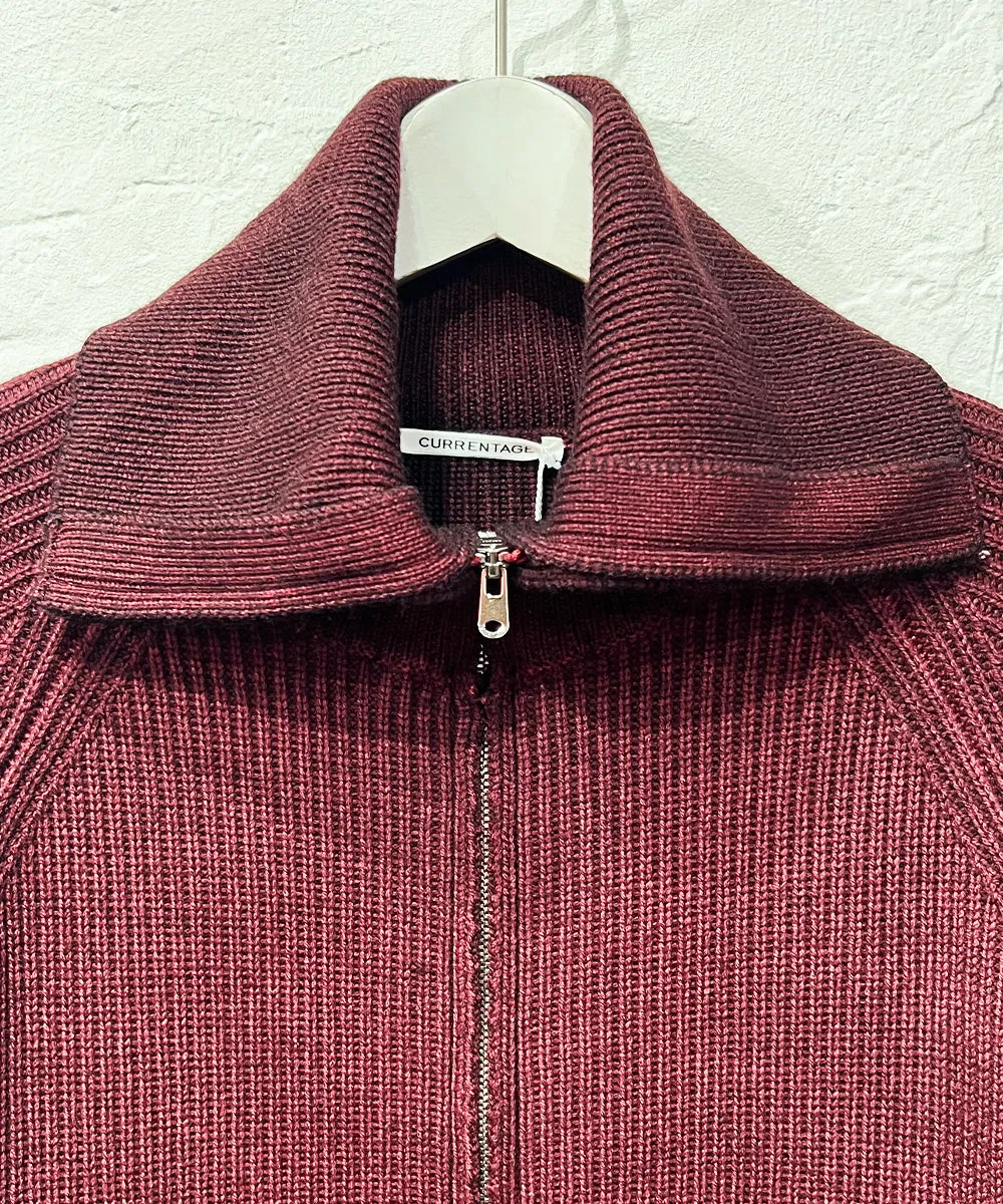 CURRENTAGE - Zip-Up Knit BORDEAUX