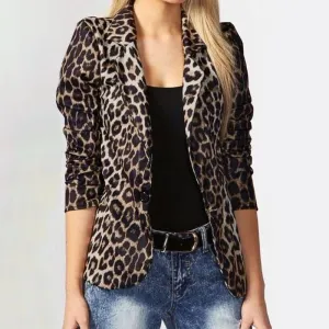 DressBetty - Women Fashion Leopard Lapel Coats