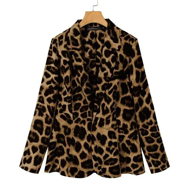 DressBetty - Women Fashion Leopard Lapel Coats