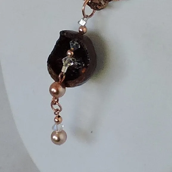 Eco Macadamia Shell w/Swarovski Pearls and Crystal Pendant