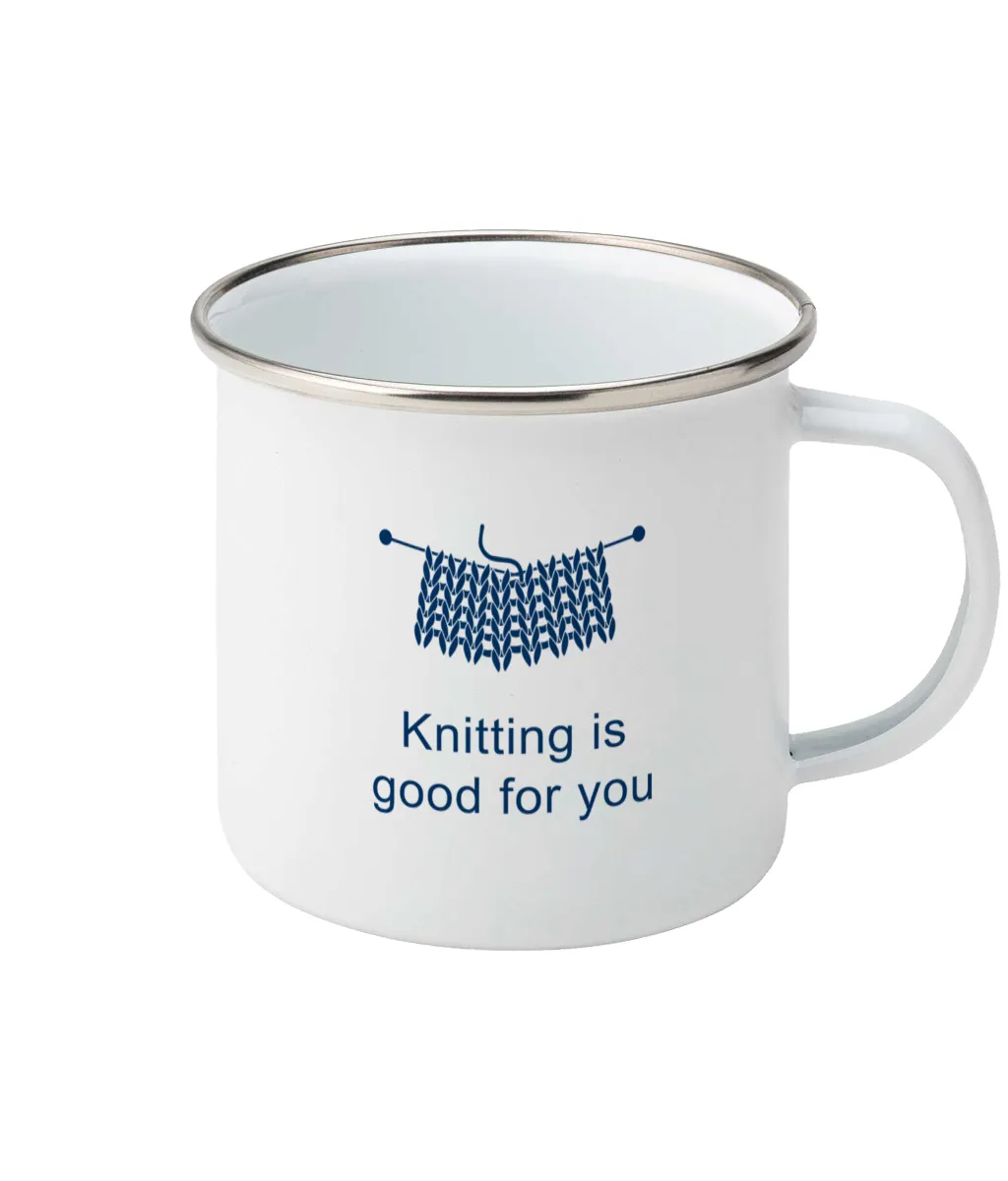 Enamel Mug Knitting makes me happy