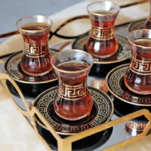 EVOKS VERSACE 12-PIECE TEA SET - BLACK & GOLD