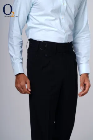 Formal Pant With Belt Loop - Black Plain (Stretchable)