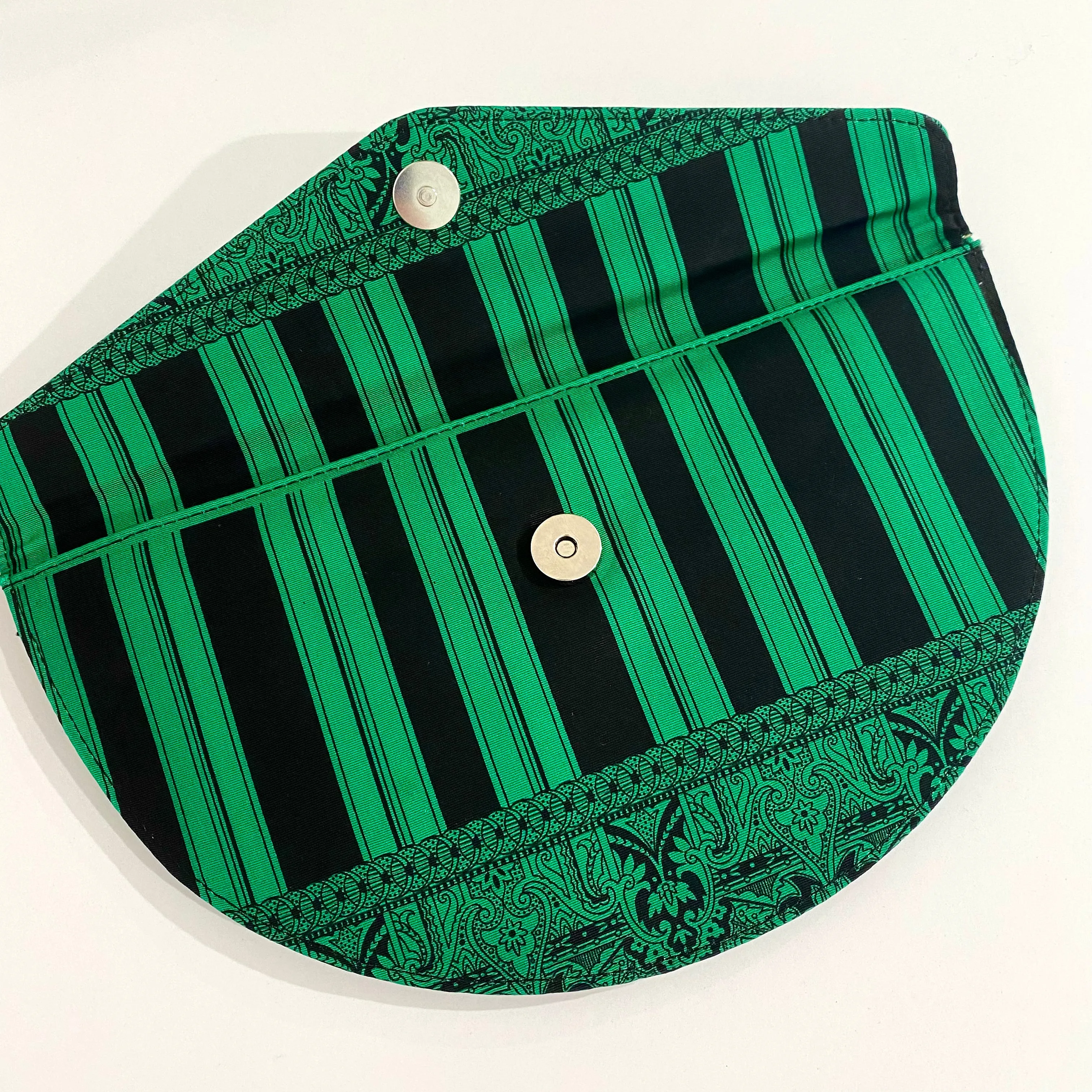 Gianni Versace Vintage Green Black Half-Moon Clutch