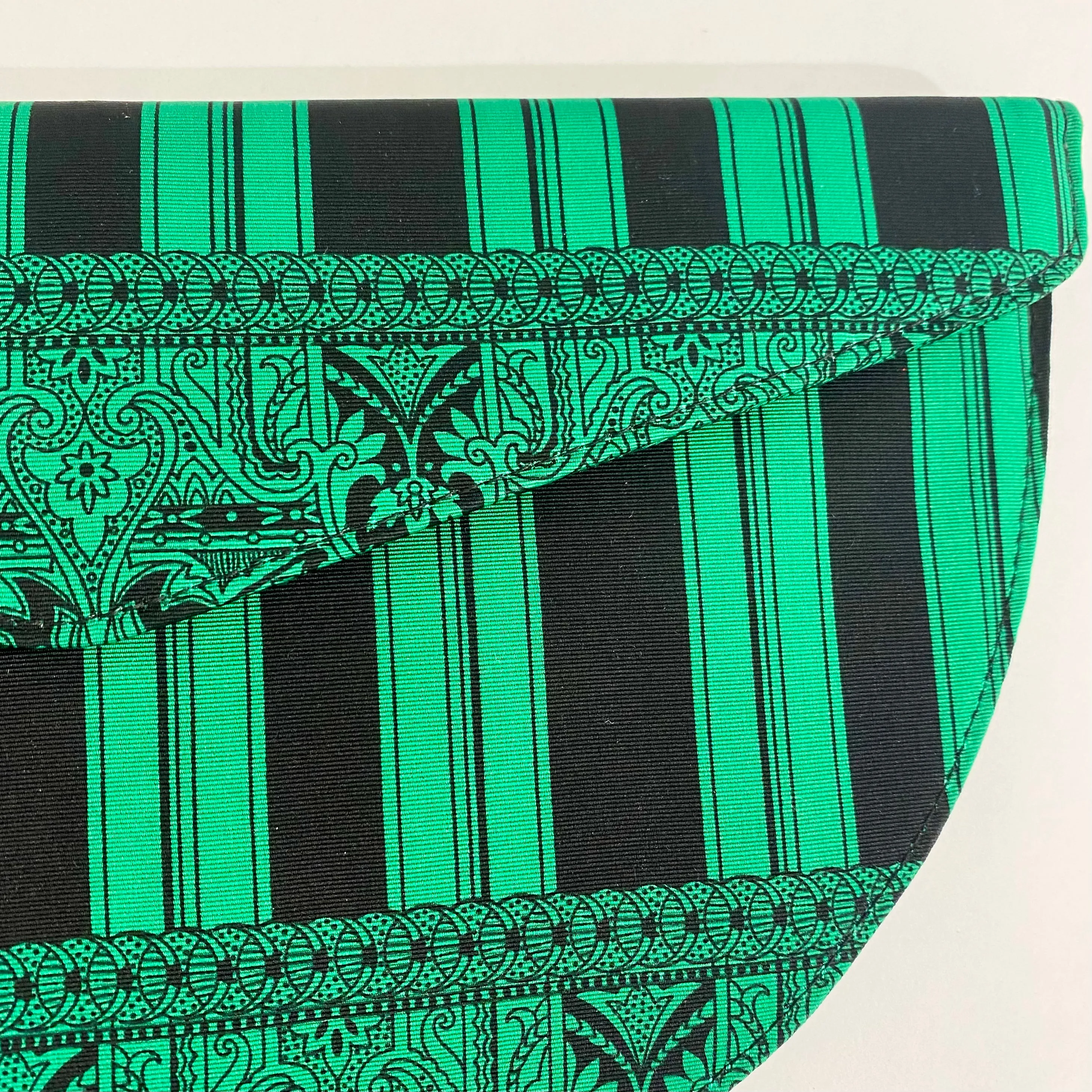 Gianni Versace Vintage Green Black Half-Moon Clutch