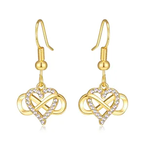 Gold Plated Infinity Heart Drop Earrings Created with Zircondia® Crystals