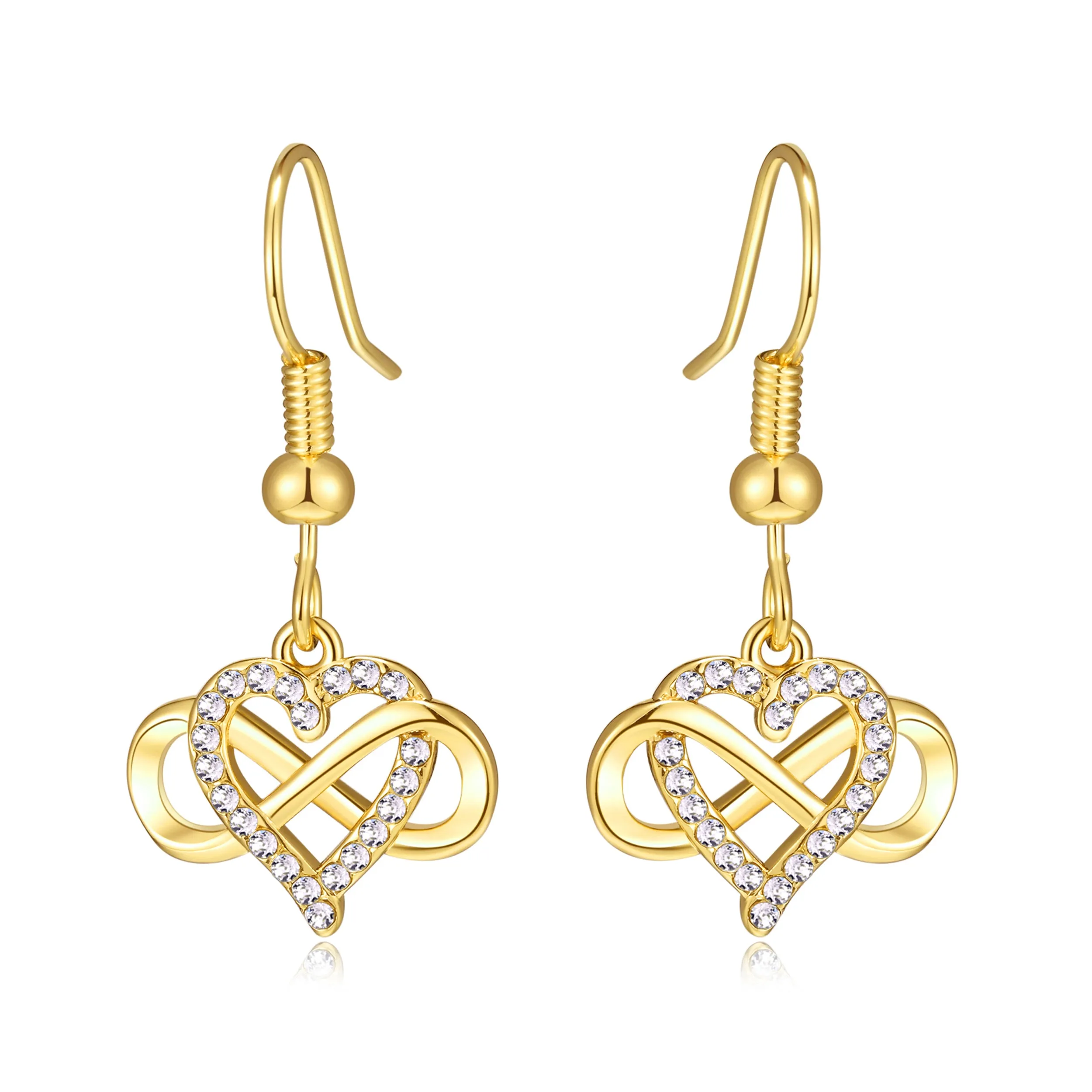 Gold Plated Infinity Heart Drop Earrings Created with Zircondia® Crystals