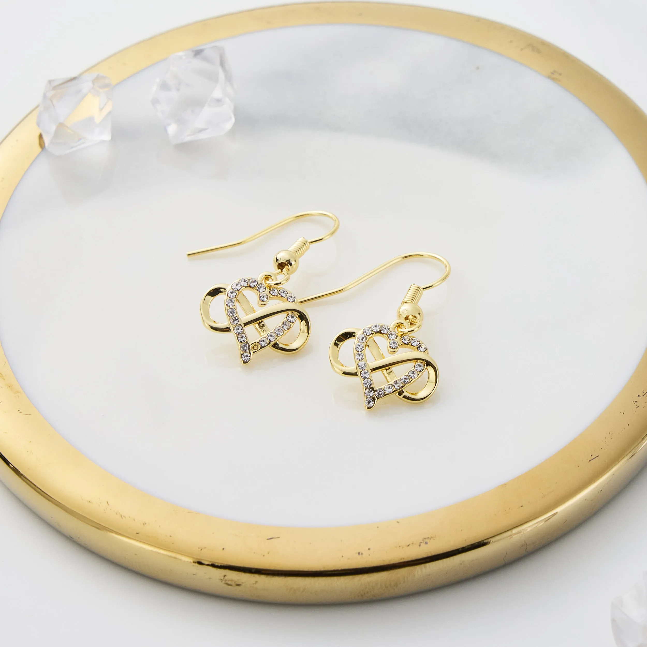 Gold Plated Infinity Heart Drop Earrings Created with Zircondia® Crystals