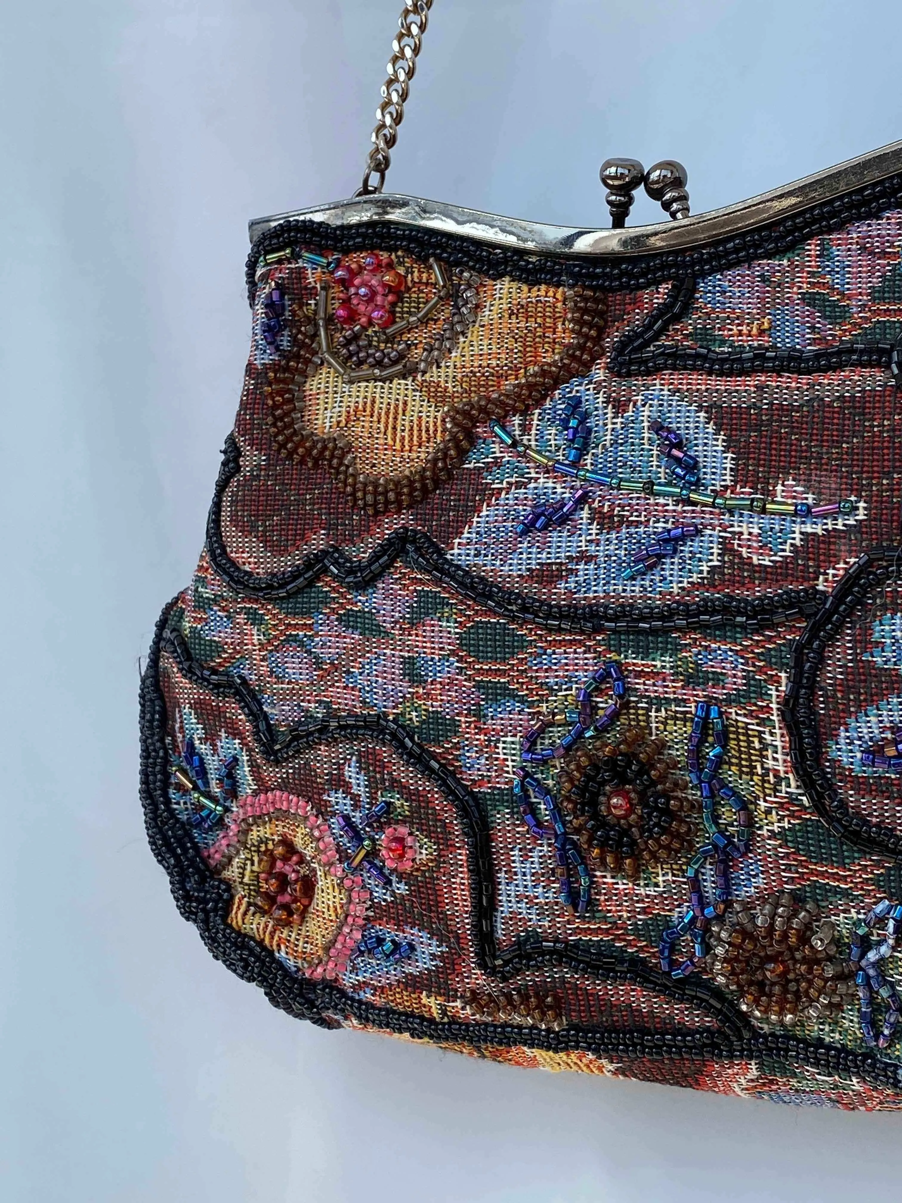 Gorgeous Antique Tapestry Beaded Bag