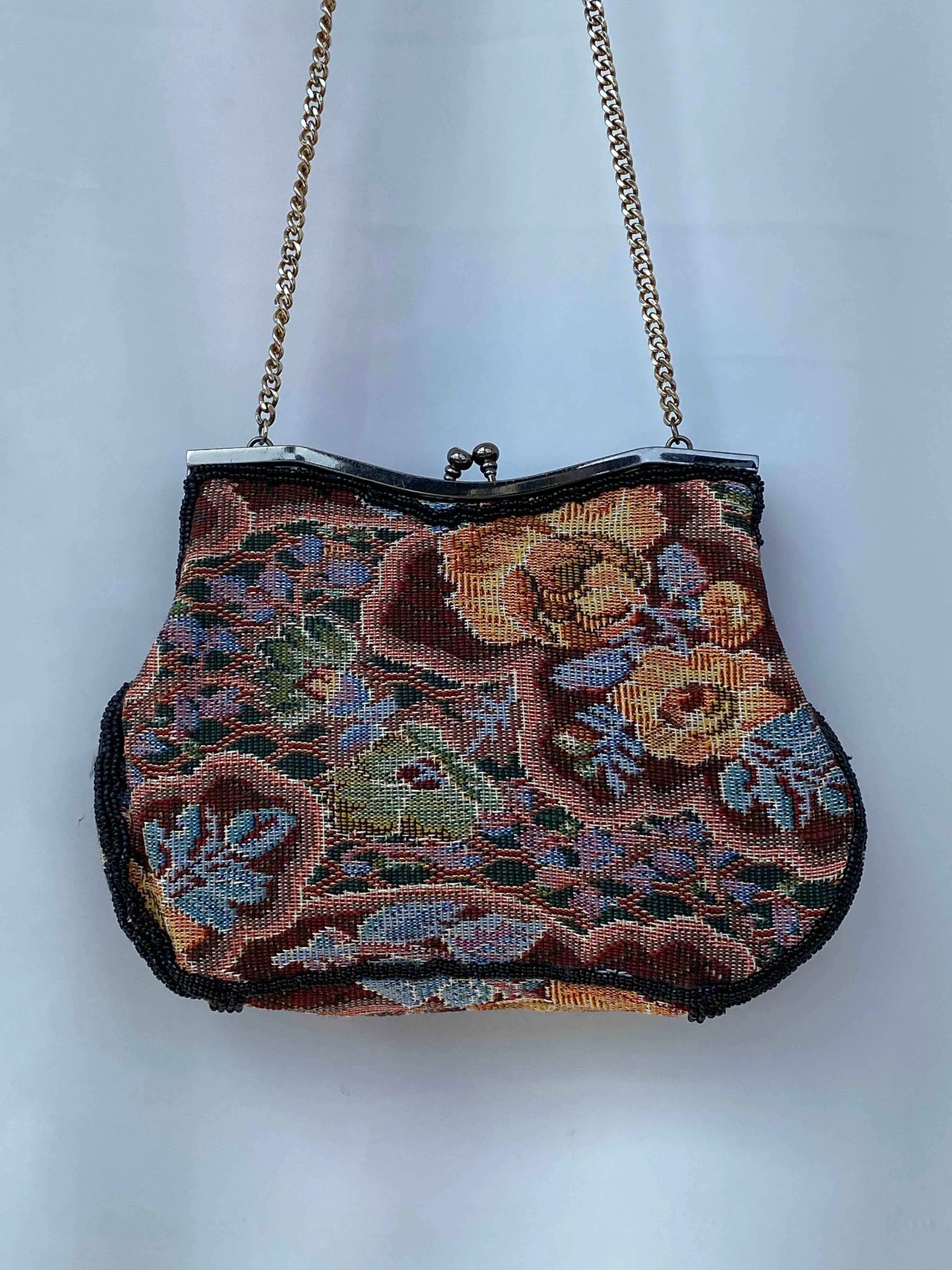 Gorgeous Antique Tapestry Beaded Bag