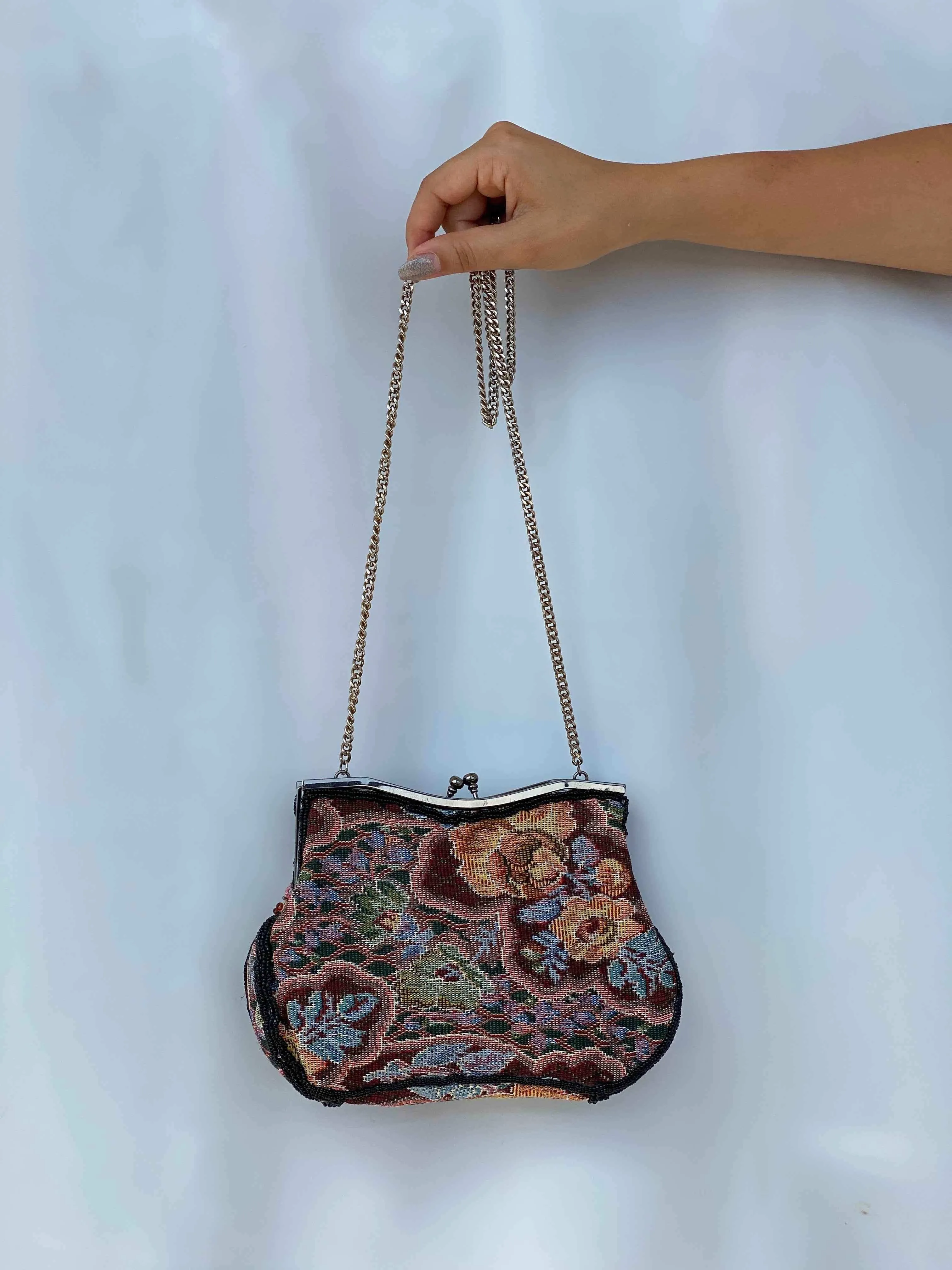 Gorgeous Antique Tapestry Beaded Bag