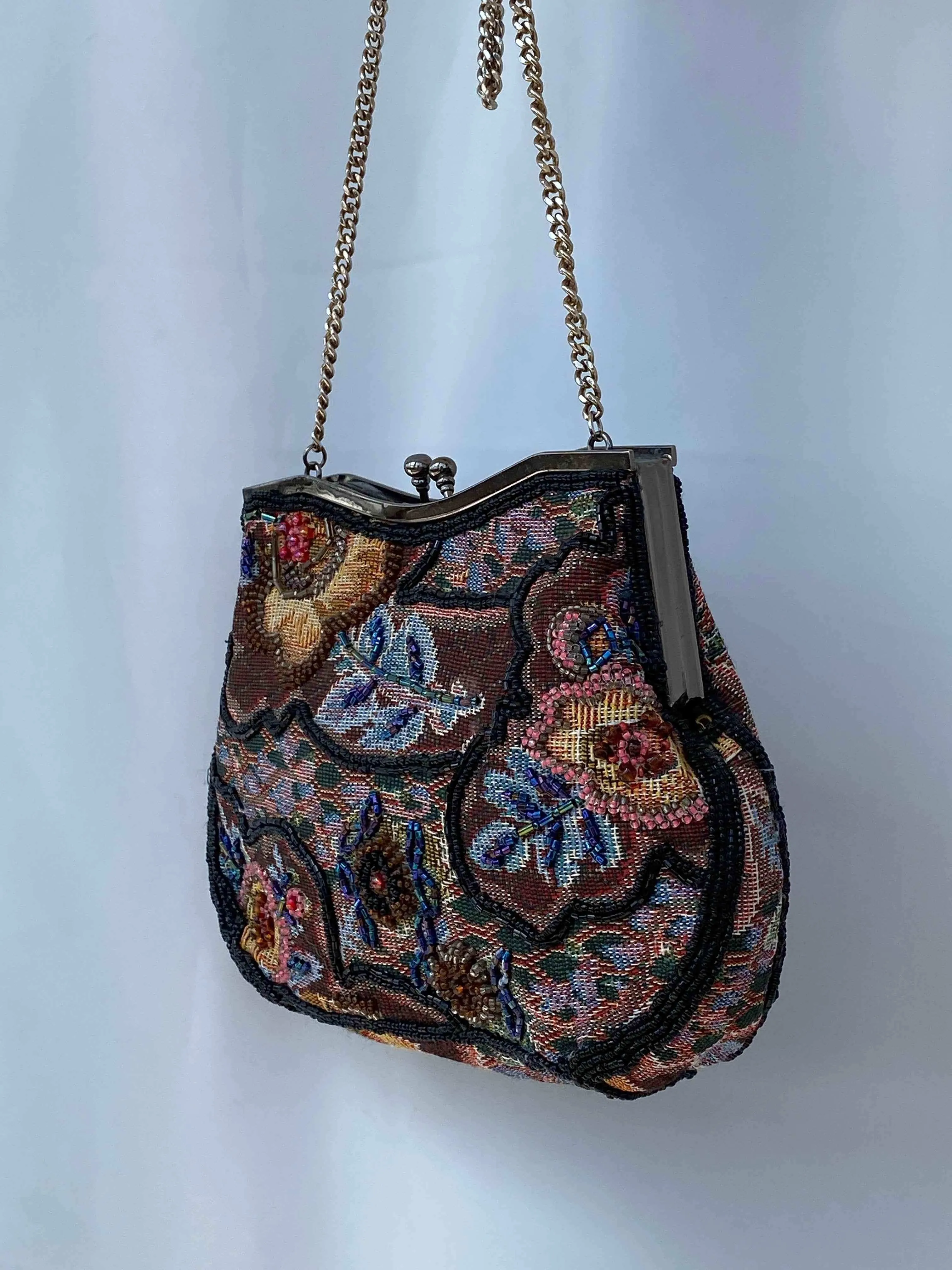 Gorgeous Antique Tapestry Beaded Bag