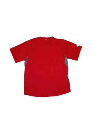 Landmark Short Sleeves Tshirt Round Neck Dri-fit With Reflective Print On Sleeves And Back- Red