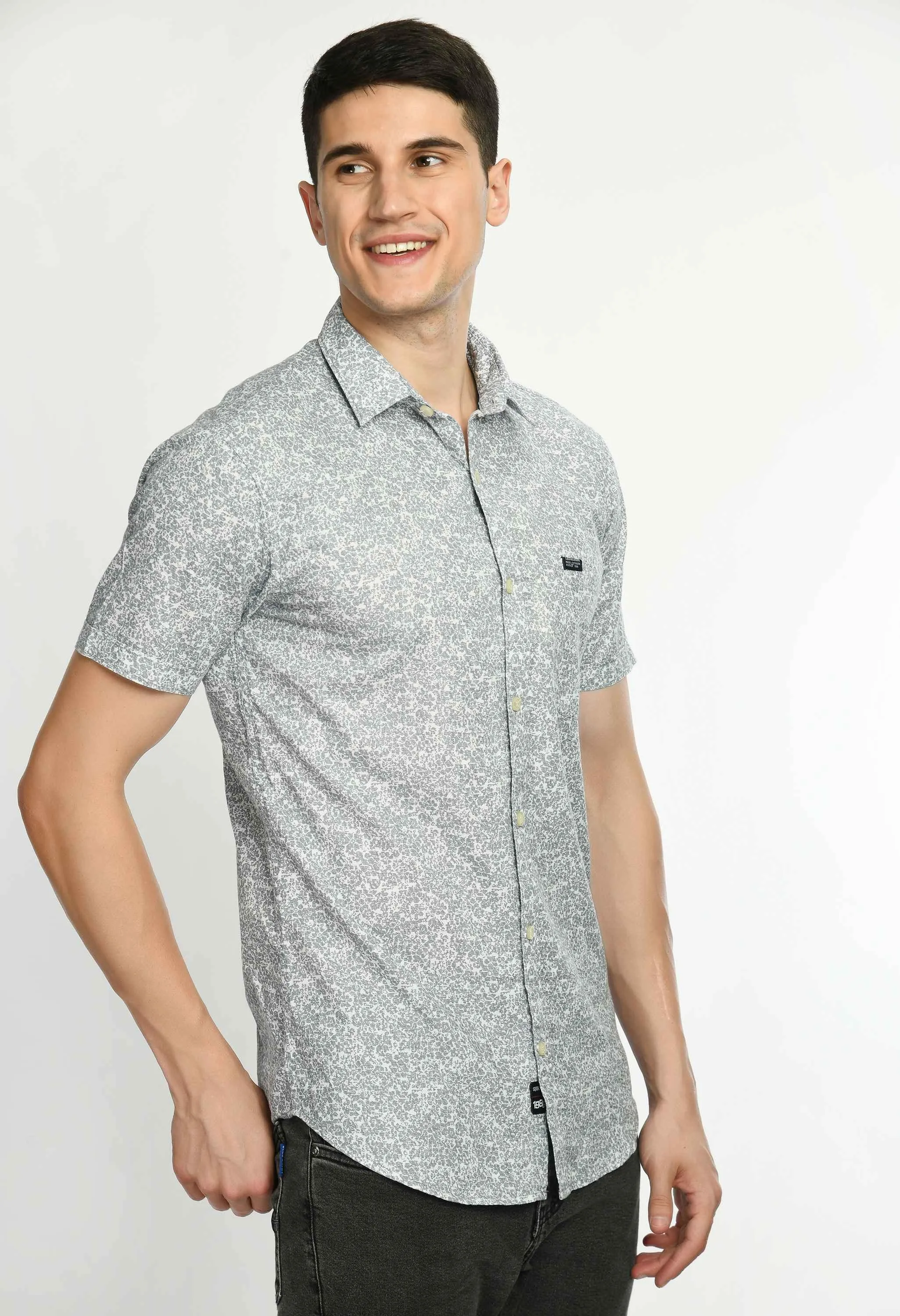 Men's Printed Cotton Half Sleeve Shirt