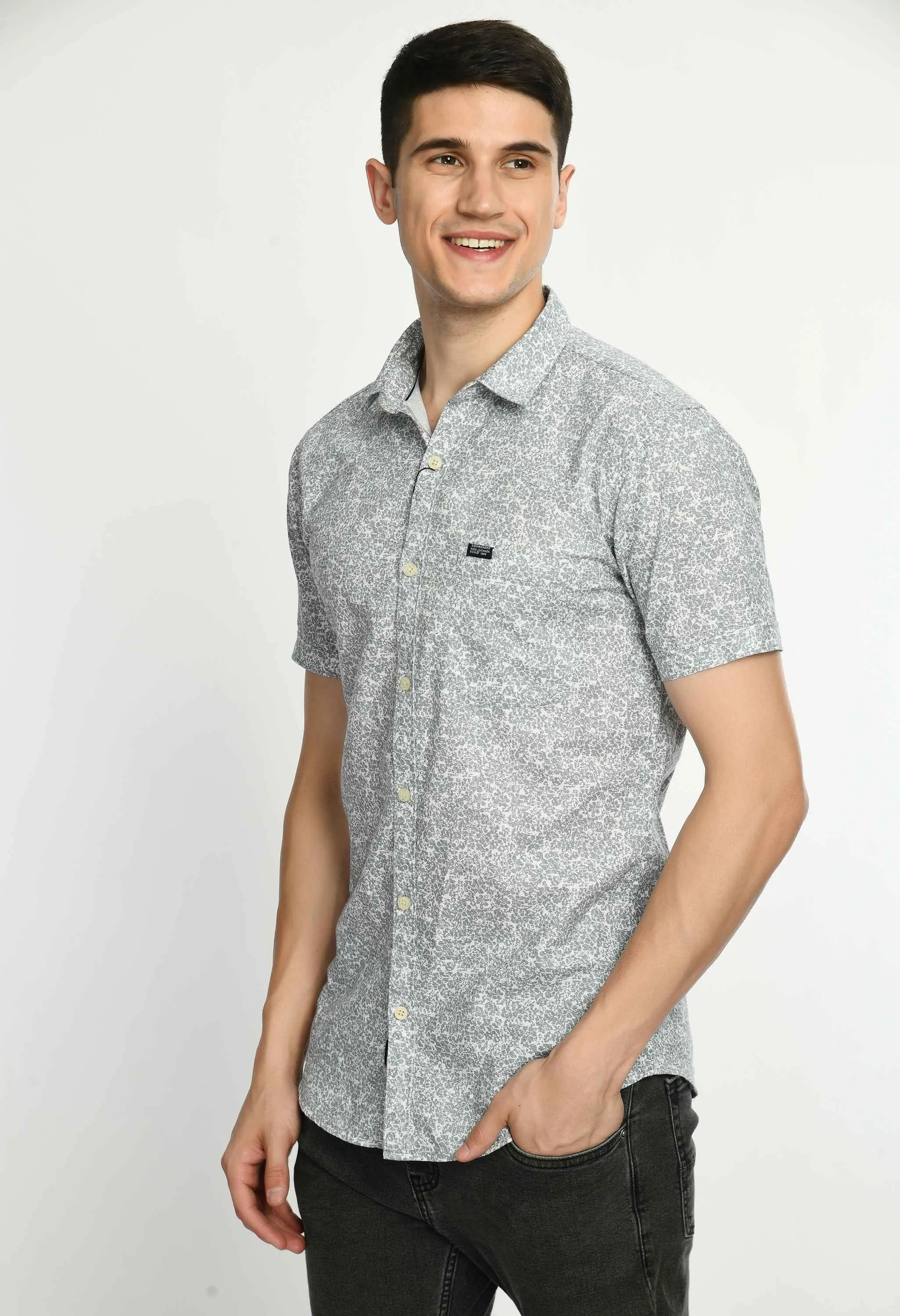 Men's Printed Cotton Half Sleeve Shirt