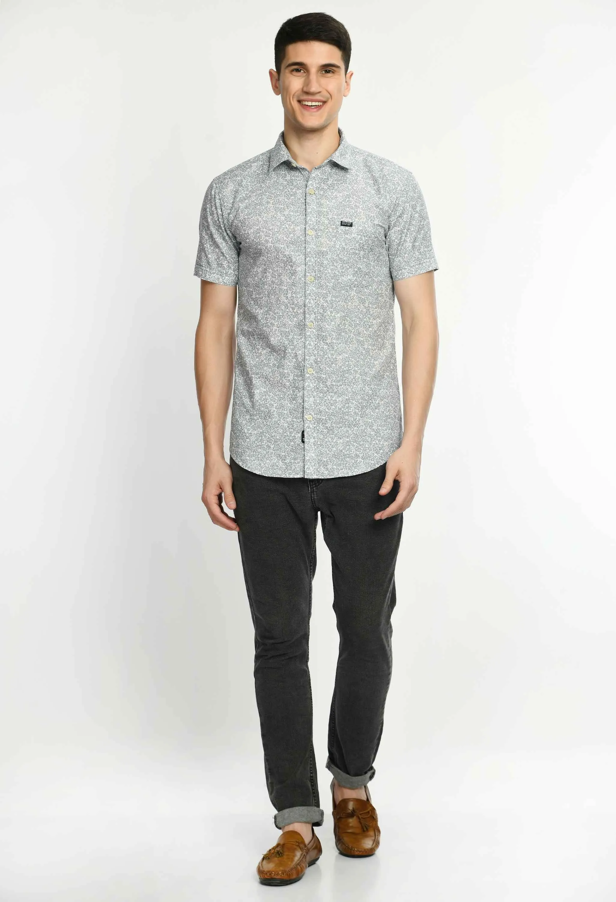 Men's Printed Cotton Half Sleeve Shirt