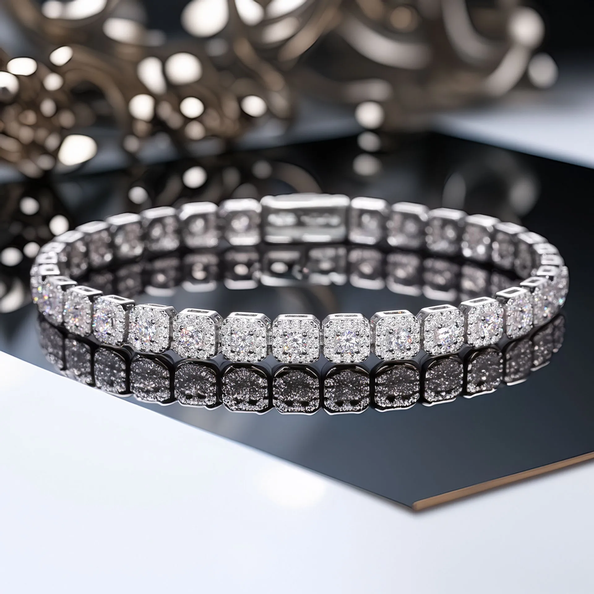 Moissanite Halo Tennis Bracelet - 6mm