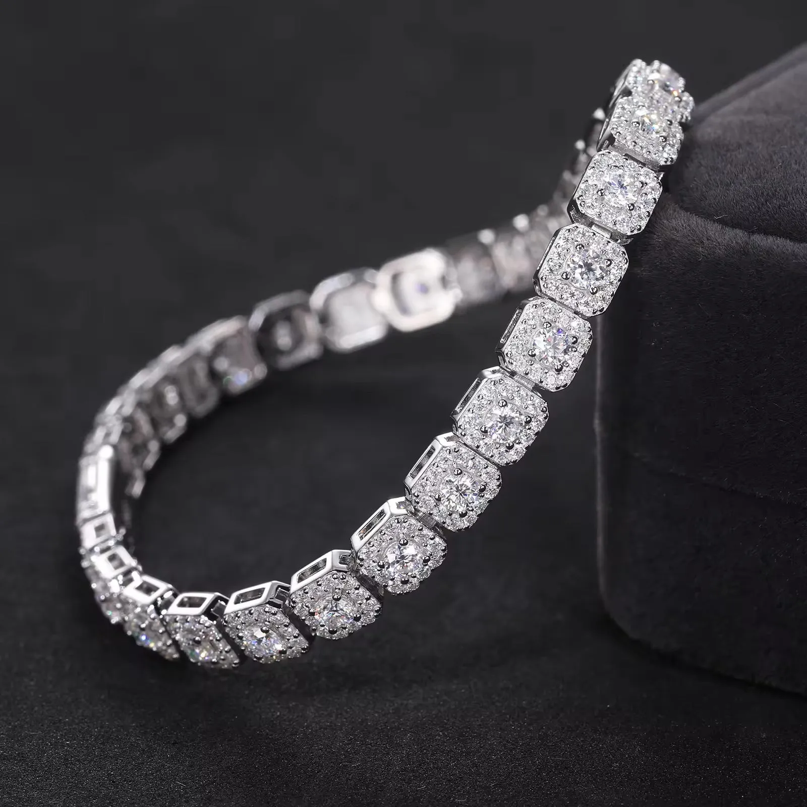 Moissanite Halo Tennis Bracelet - 6mm