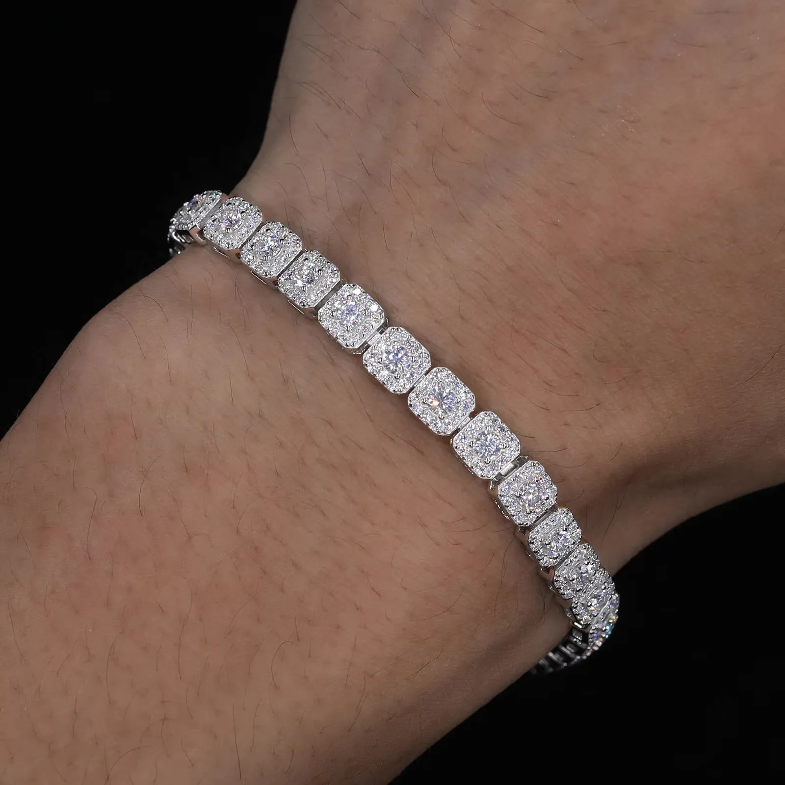 Moissanite Halo Tennis Bracelet - 6mm