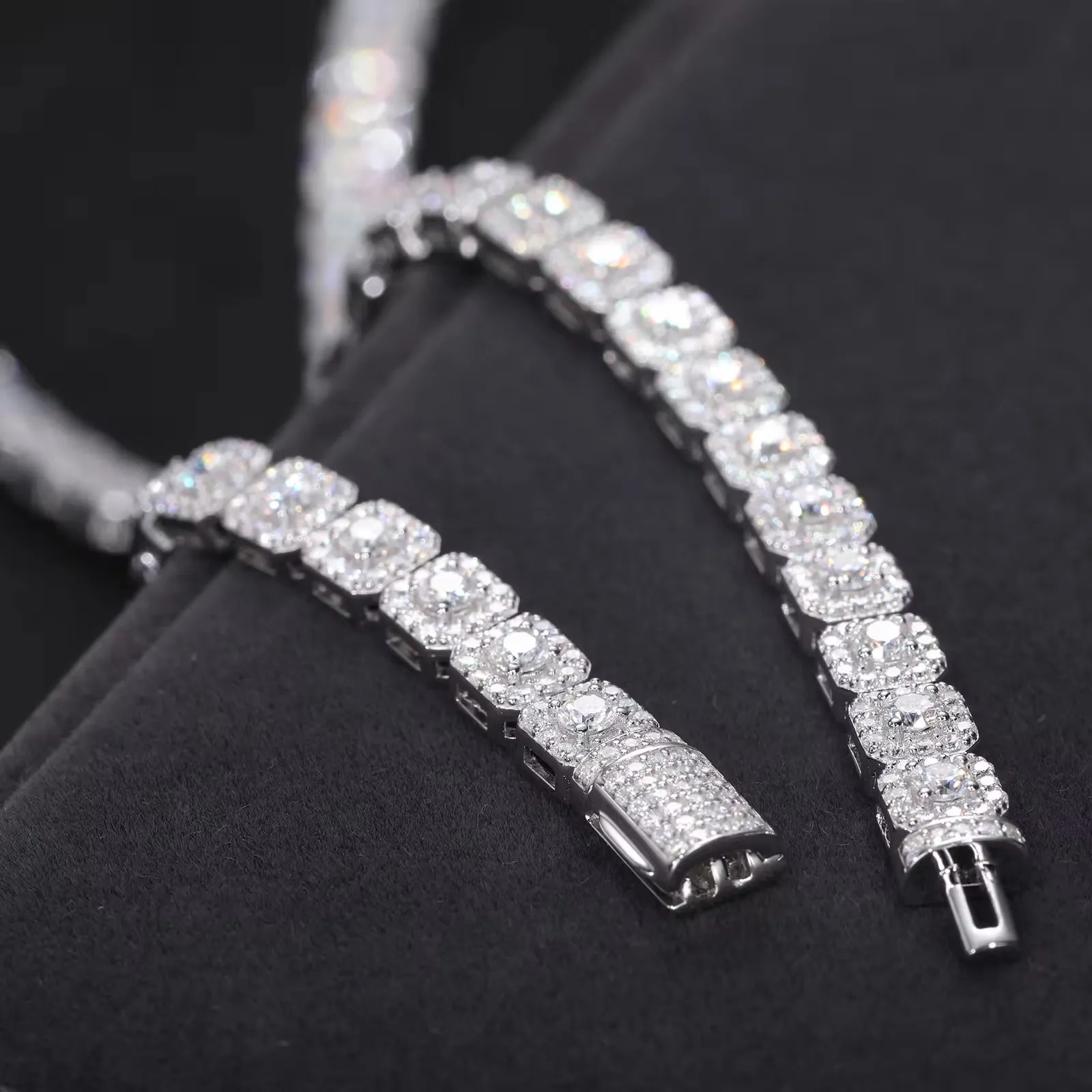 Moissanite Halo Tennis Bracelet - 6mm