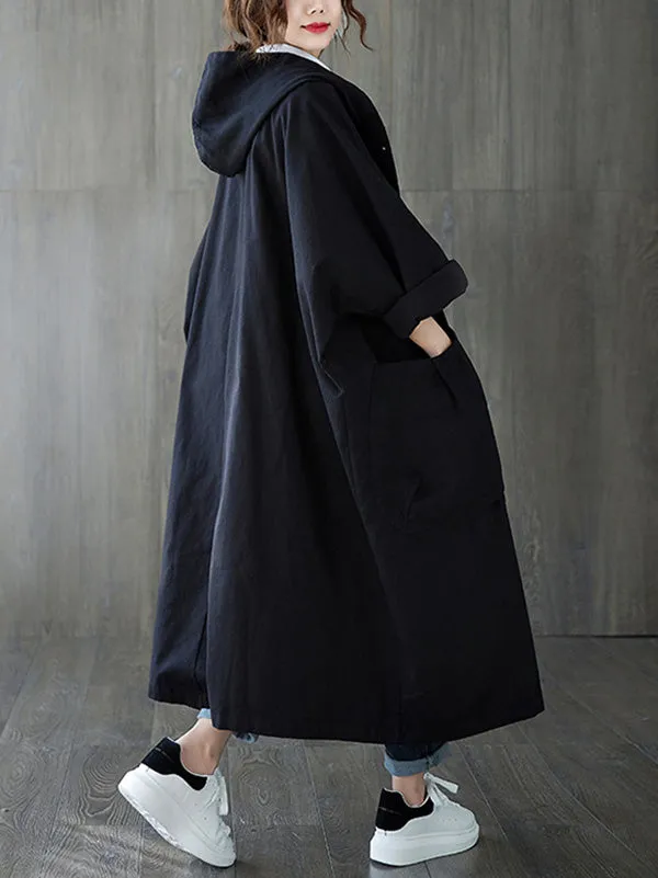 Original Solid Hooded Trench Coats