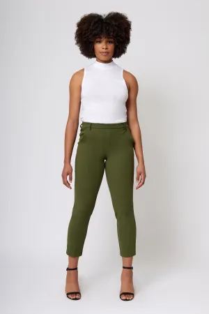 Pull-on Crop Knit Crepe Trousers