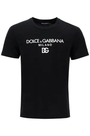 "dg embroidered t-shirt with lettering logo print G8PD7Z G7B9X NERO