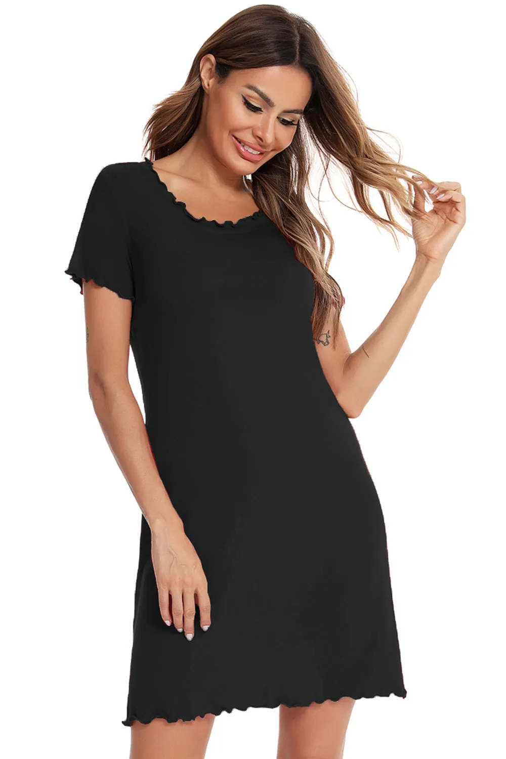 Round Neck Short Sleeve Lounge Dress