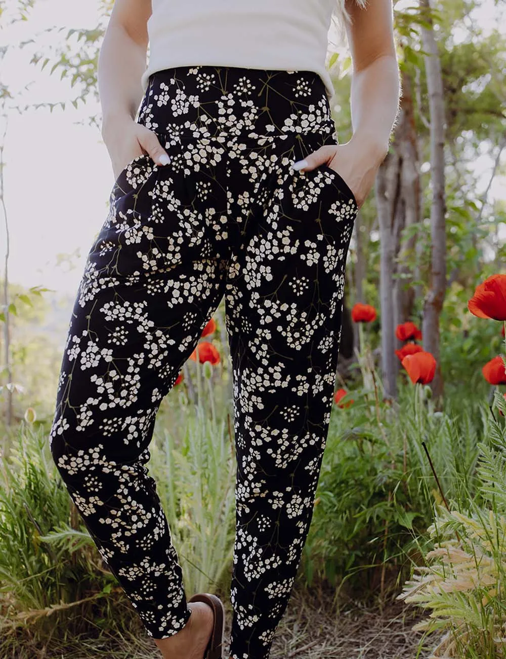 SA Exclusive Black Blossom Harem Pocket Pants