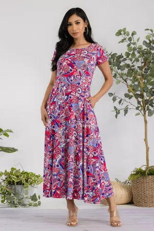 SAN144R-PAISLEY - CAP SLEEVE MAXI DRESS